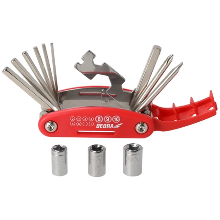 Multitool, zestaw naprawczy rowerowy DEDRA 06F244 zestaw 15szt, CRV