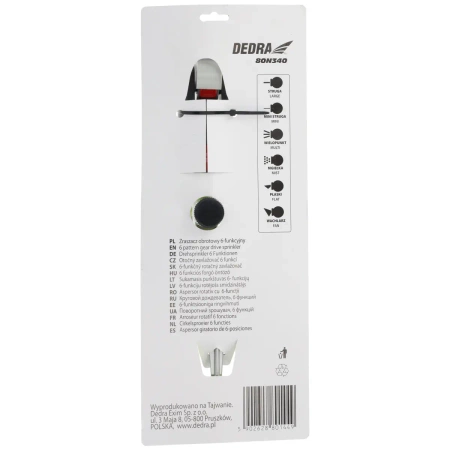 Zraszacz szpilkowy obrotowy 6-funkcyjny na aluminiowym kolcu GARDEN DEDRA 80N340