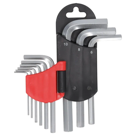 Zestaw kluczy sześciokątnych krótkich, klucze imbusowe DEDRA 06F200 zestaw 9szt, 1.5-10mm, CRV