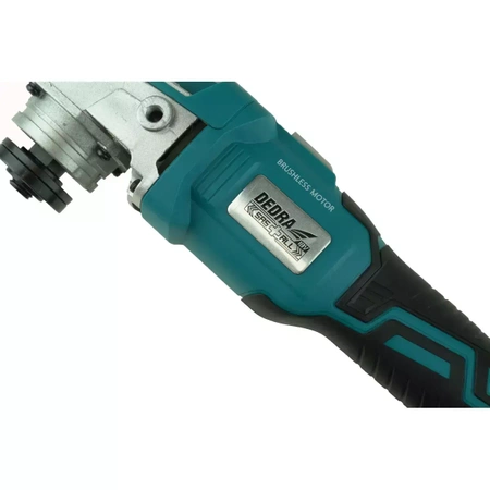 Zestaw elektronarzędzi akumulatorowych: szlifierka kątowa bezszczotkowa DED7151, akumulator DED7034, ładowarka DED7038