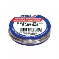 Lut z topnikiem, spoiwo lutownicze DEDRA 31L92505 2,5mm 50g 97%SN SN97Cu3