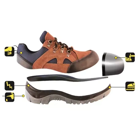 Półbuty bezpieczne, buty BHP  DEDRA BH9P2-45 zamszowe, rozmiar: 45, kat.S1 SRC