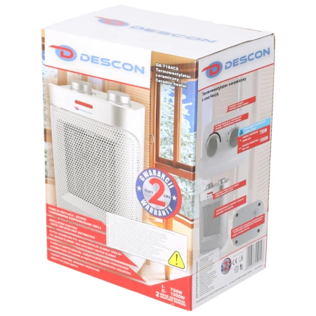 Termowentylator ceramiczny z oscylacją biało-srebrny DESCON DA-T184CS 1500W