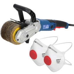 Zestaw DEDRA DED7933A01 - Satyniarka moc 1300W, metalowa i nylonowa szczotka oraz 2 szt półmasek przeciwpyłowych FFP2