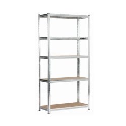 Regał magazynowy metalowy DEDRA N1405, 5 półek z płyty MDF, wymiary 154x75x30 cm