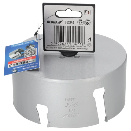 Otwornica uniwersalna TCT  DEDRA 08X146 146mm 5/8''