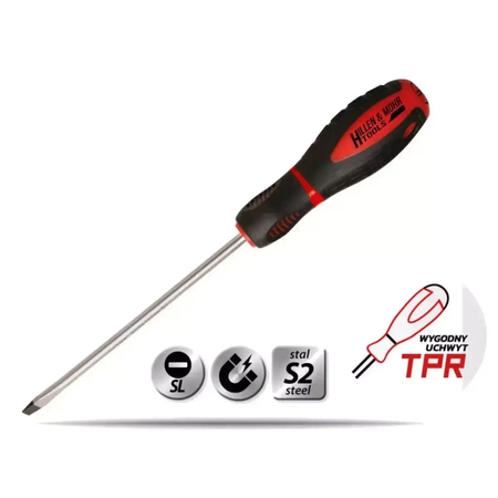 Wkrętak płaski Hillen&Mohr 17W007 8x175mm, stal S2, uchwyt dwu-materiałowy