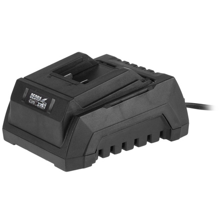 Zestaw elektronarzędzi akumulatorowych: szlifierka kątowa bezszczotkowa DED7151, akumulator DED7034, ładowarka DED7038