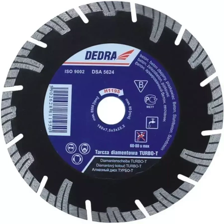 Tarcza diamentowa turbo-T do materiałów budowlanych  DEDRA H1196E 200mmx25,4mm
