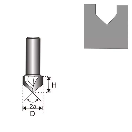 Frez rowkujący DEDRA 07F052B V T8 D8 H8mm a 90 st.
