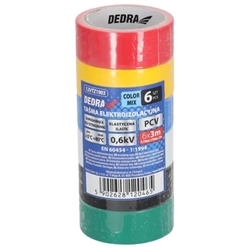 Zestaw taśm elektroizolacyjnych PVC DEDRA 12VTZ1903 mix 19mmx3m zestaw 6szt