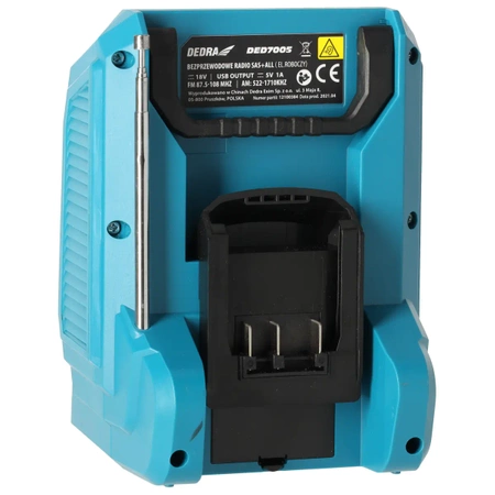 Radio warsztatowe akumulatorowe DEDRA SAS+ALL DED7005 bluetooth, USB