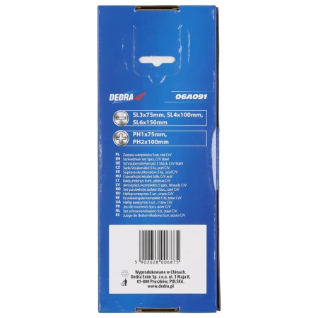 Zestaw wkrętaków DEDRA 06A091 5szt, stal CrV