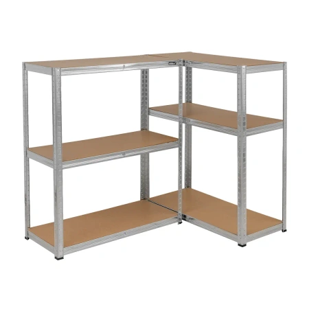 Regał magazynowy metalowy DEDRA N1415, 6 półek z płyty MDF, wymiary 224x90x40 cm, srebrny