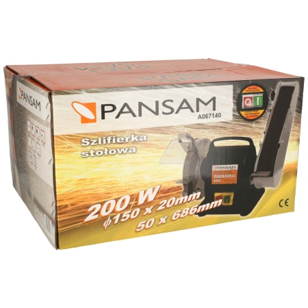 Szlifierka stołowa z taśmą A067140 PANSAM 200W, 150x20mm, do pracy na sucho