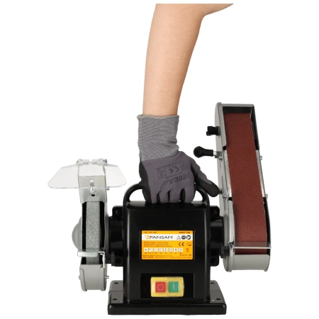 Szlifierka stołowa z taśmą A067140 PANSAM 200W, 150x20mm, do pracy na sucho