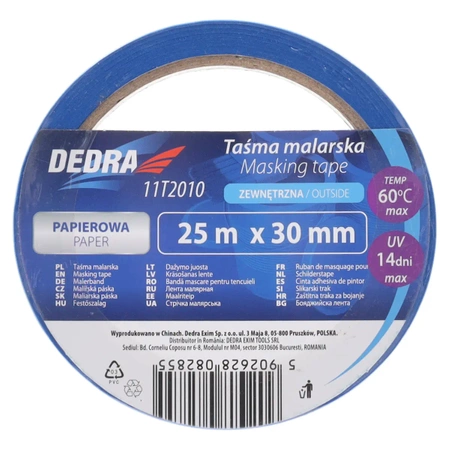 Taśma maskująca zewnętrzna, 14-dniowa, 30 mm x 50 m, DEDRA 11T2014