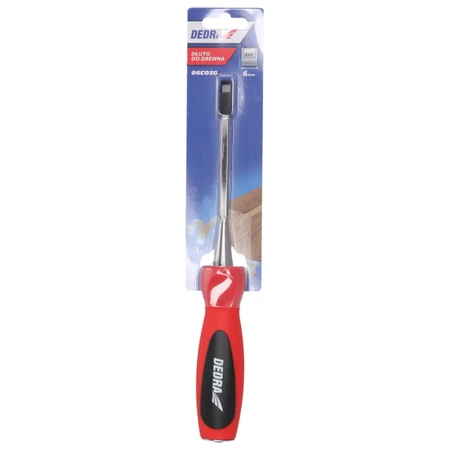 Dłuto do drewna, stolarskie DEDRA 06C030 6mm, stal CrV, dwumateriałowy uchwyt