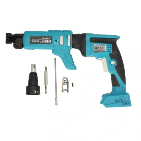 Wkrętarka do regipsów z podajnikiem, wkrętarka taśmowa akumulatorowa DEDRA SAS+ALL DED7159 bezszczotkowa