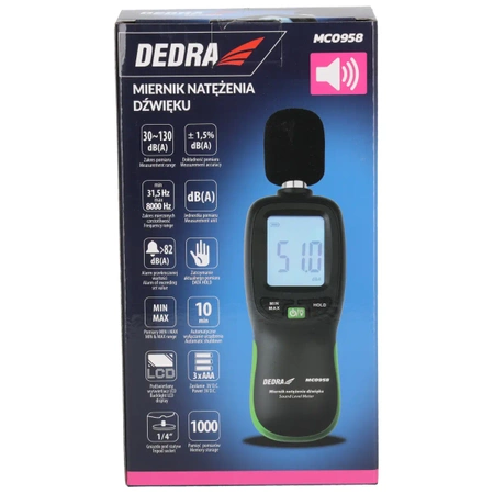 Miernik natężenia dźwięku, decybelomierz, sonometr DEDRA MC0958