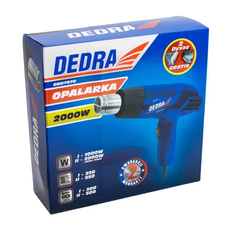 Opalarka DEDRA DED7970 1000W/2000W, 350-550*C, 300-500l/min