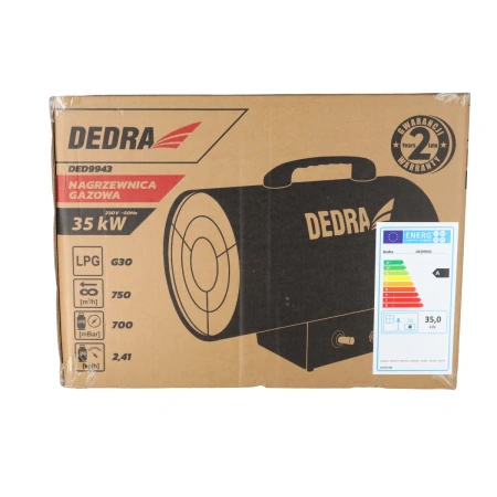 Nagrzewnica gazowa 35kW DEDRA DED9943, 750 m³/h, LPG G30, 2,41 kg/h