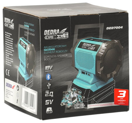 Głośnik akumulatorowy 18V bluetooth, port USB, DEDRA SAS+ALL DED7004