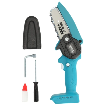 Mini piła łańcuchowa akumulatorowa, mini piła do gałęzi DEDRA SAS+ALL DED6984 18V, prowadnica 4"