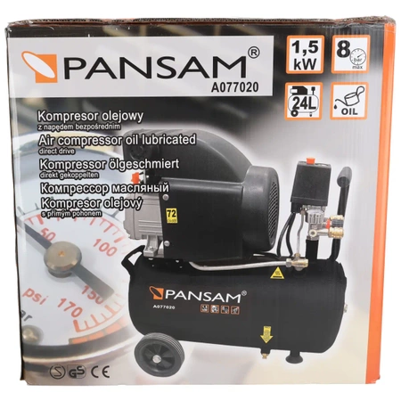 Sprężarka, kompresor 24L PANSAM A077020 olejowy 1500W 8 bar
