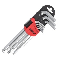 Zestaw kluczy sześciokątnych z kulką długich DEDRA 06F211 zestaw 9szt, 1.5-10mm,  CRV