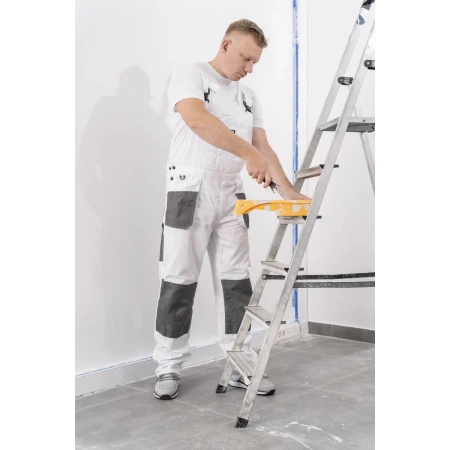 Spodnie ochronne ogrodniczki DEDRA BH4SO-XXL XXL/58, białe, White line 190g/m2