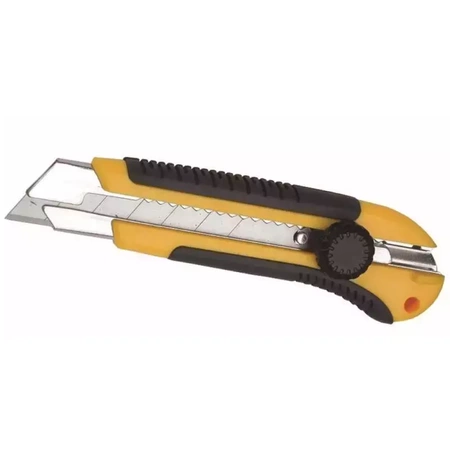 Nóż tapicerski, tapeciak, nóż łamany DEDRA M9011 25mm uchwyt ABS+guma, prowadnica metalowa