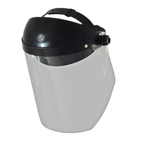 Osłona twarzy z poliwęglanu z daszkiem, przyłbica PCV DEDRA BHST04 długość 24cm