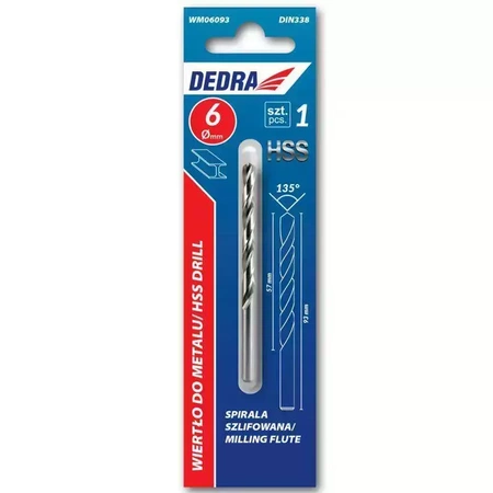 Wiertło do metalu DEDRA WM03570 HSS, Stal 4341, 135°, 3,5x70mm, 2szt