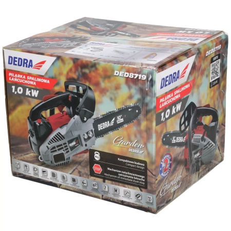 Piła spalinowa łańcuchowa, mini piła łańcuchowa Garden DEDRA DED8719, moc 1,0 kW 25,4 cm³, prowadnica 10" 25 cm