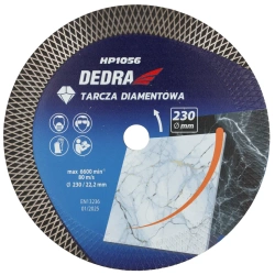Tarcza diamentowa z segmentem typu romb, tarcza do cięcia DEDRA H1056, cięcie na mokro, cięcie na na sucho, średnica 230 mm