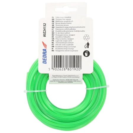 Żyłka tnąca kwadratowa, żyłka do podkaszarki, kosy Garden DEDRA 80Z24152 2,4mm x 15m