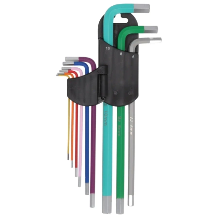 Zestaw kluczy sześciokątnych extra-długich DEDRA 06F205 zestaw 9szt, kolor 1.5-10mm, S2