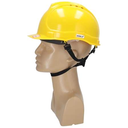 Kask ochronny DEDRA BH1084 żółty, 4-punktowy pasek podbródkowy