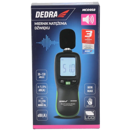 Miernik natężenia dźwięku, decybelomierz, sonometr DEDRA MC0958