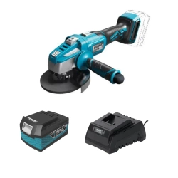 Zestaw elektronarzędzi akumulatorowych: szlifierka kątowa bezszczotkowa DED7151, akumulator DED7034, ładowarka DED7038