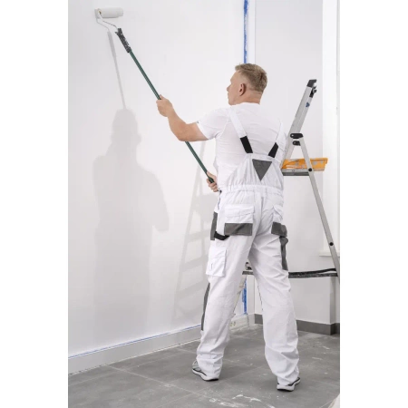 Spodnie ochronne ogrodniczki DEDRA BH4SO-XXL XXL/58, białe, White line 190g/m2