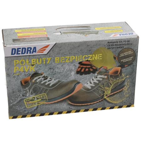 Półbuty bezpieczne, buty BHP  DEDRA BH9P4VK-45 crazy horse, rozm:45,kat.S3 SRC, kompozytowy podnosek i polimerowa wkładka