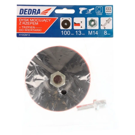 Dysk mocujący z rzepem DEDRA H10GM13 M14, 100mm + trzpień do wiertarki, do dysków diamentowych