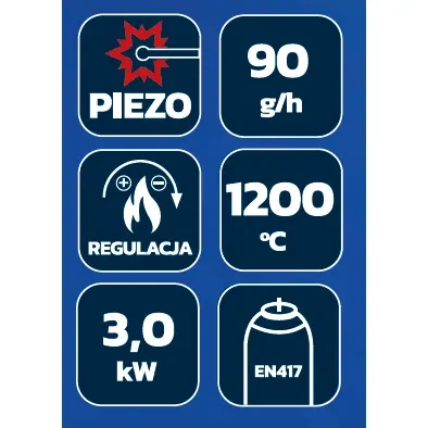 Palnik gazowy z zapłonem PIEZO, elastyczna dysza, 3kW, DEDRA 31A034