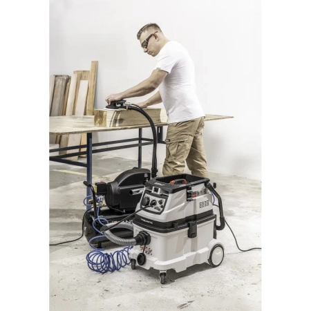 Odkurzacz budowlany z funkcją autoczyszczenia filtra i z możliwością podłączenia kompresora i urządzeń pneumatycznych, klasa filtra M, DEDRA DED6609P