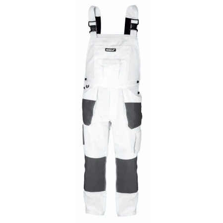 Spodnie ochronne ogrodniczki DEDRA BH4SO-S S/48, białe, White line 190g/m2