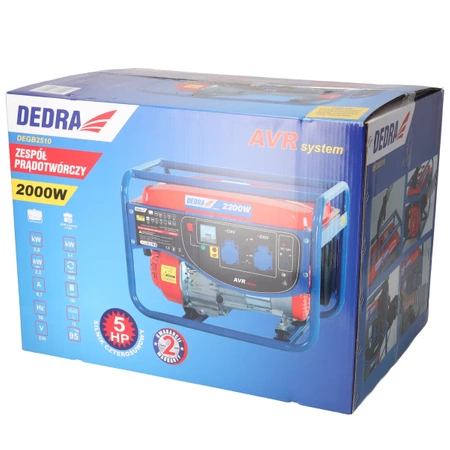 Agregat prądotwórczy, generator DEDRA DEGB2510 moc max. 2,2kW, 2200W, moc 2kW 2000W
