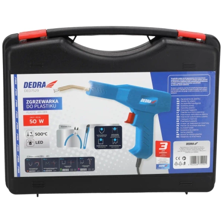 Zgrzewarka do plastiku 50W DEDRA DED7529, 500⁰C, zestaw 200 zszywek
