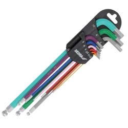 Zestaw kluczy sześciokątnych z kulką extra-długich DEDRA 06F215 zestaw 9szt, kolor 1.5-10mm, S2